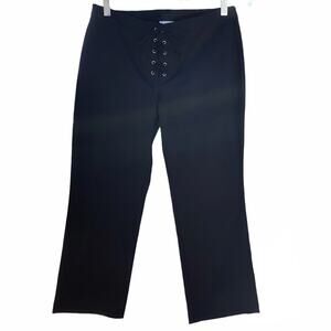 Loft black lace up front cropped stretch pants size 6 Petite